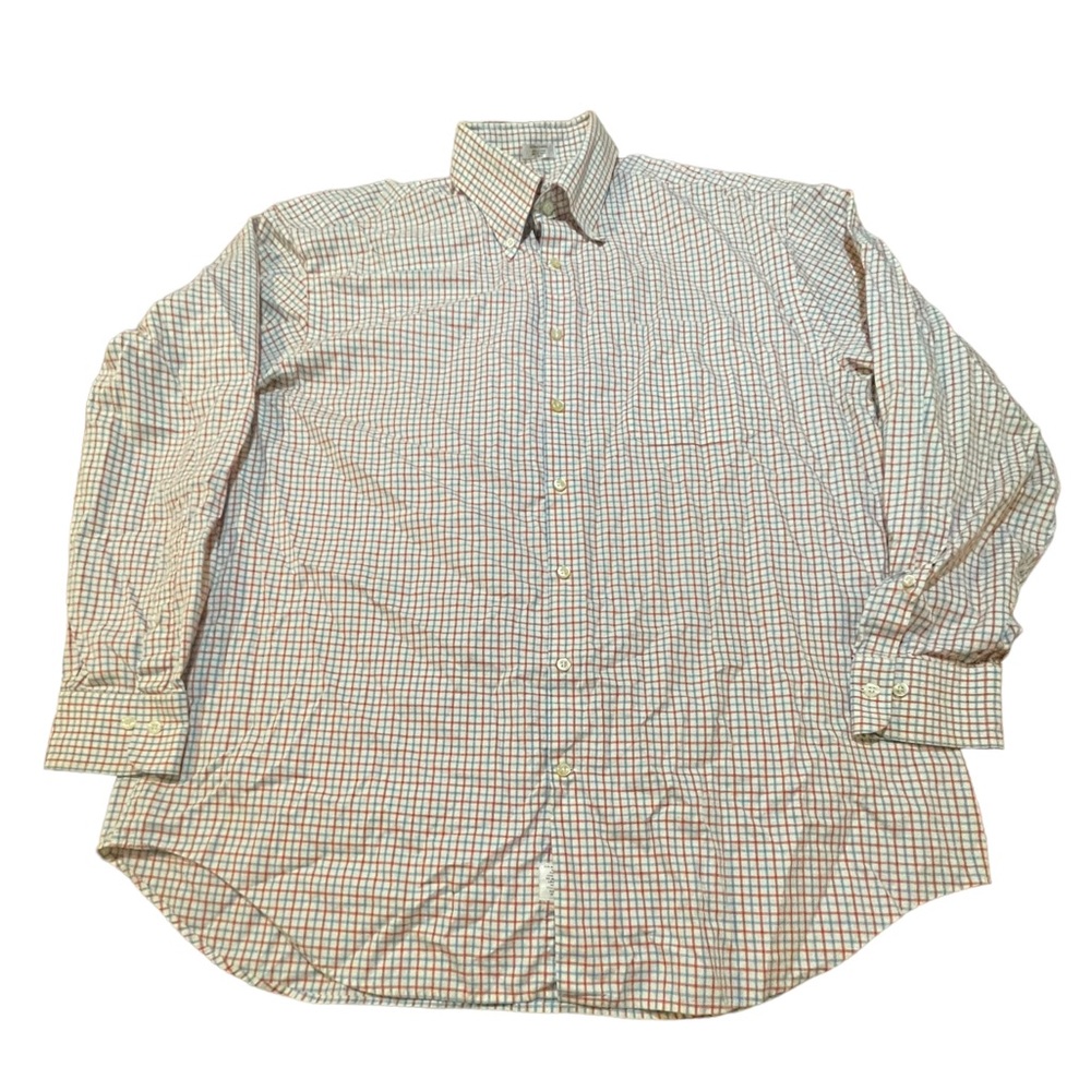 Peter Millar Red, White, And Blue Checkered Casual Button Down Shirt
